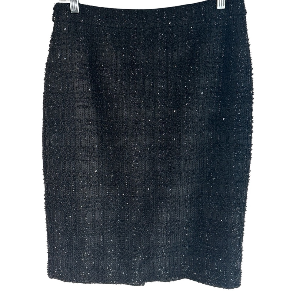 Ann Taylor Black Sparkly Skirt with Silver Metallic and Sequins Size 8